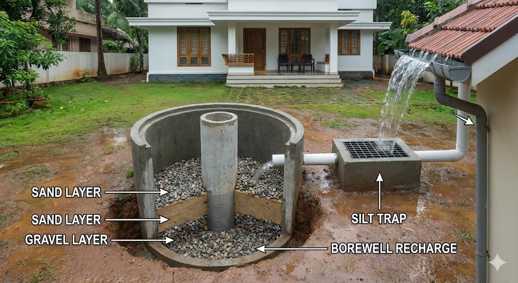 Rainwater Recharge Borewell System